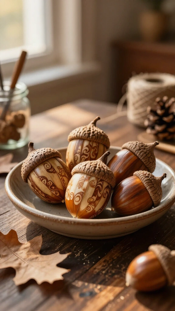 Decoupage vintage acorns