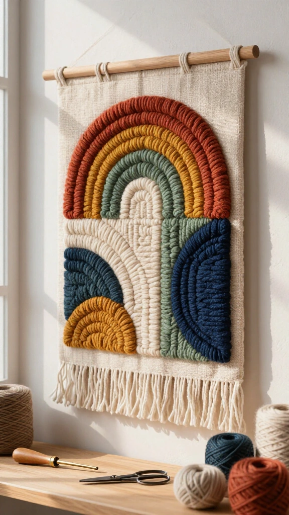 Modern punch needle wall hangings