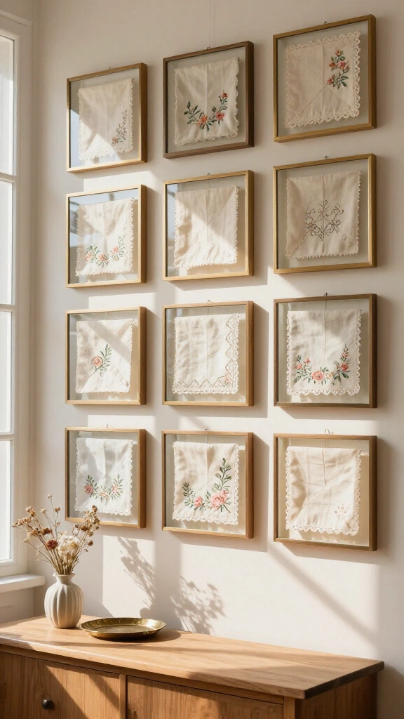 Framed Floating Hankie Gallery Wall