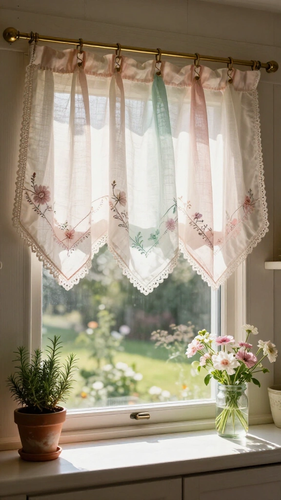 Vintage Handkerchief Window Valance