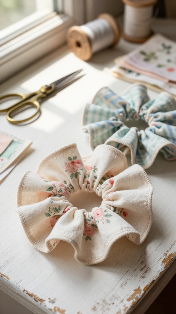 Vintage Handkerchief Hair Scrunchie
