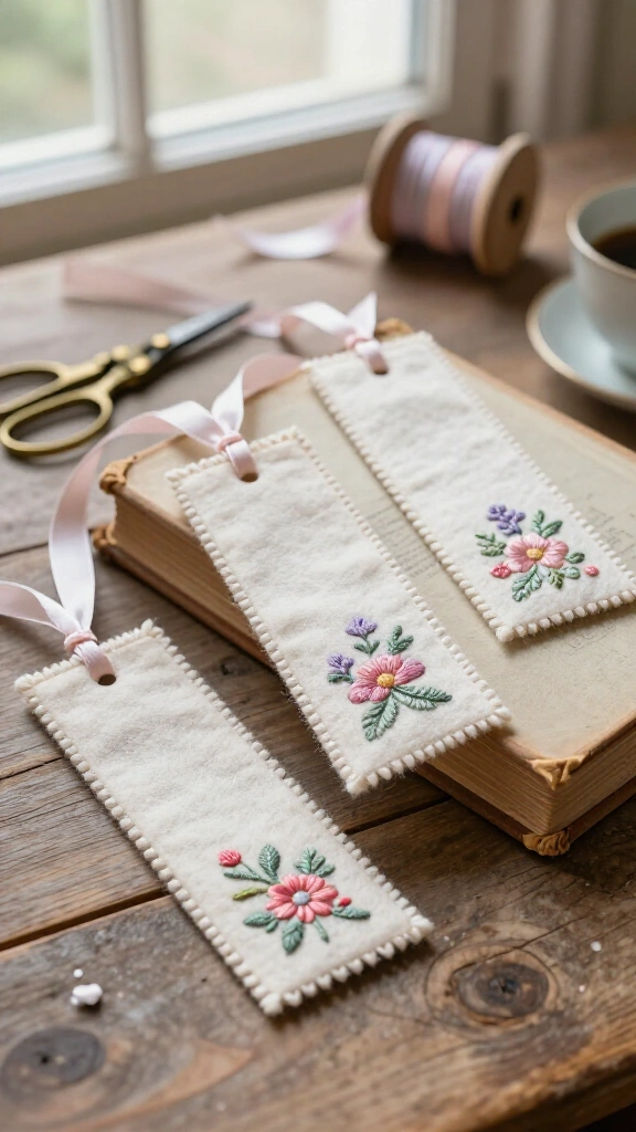 Ribbon-Tied Hankie Bookmarks