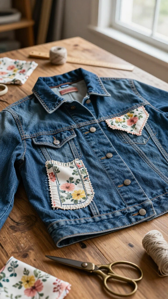 Denim Jacket Pocket &amp; Collar Accents