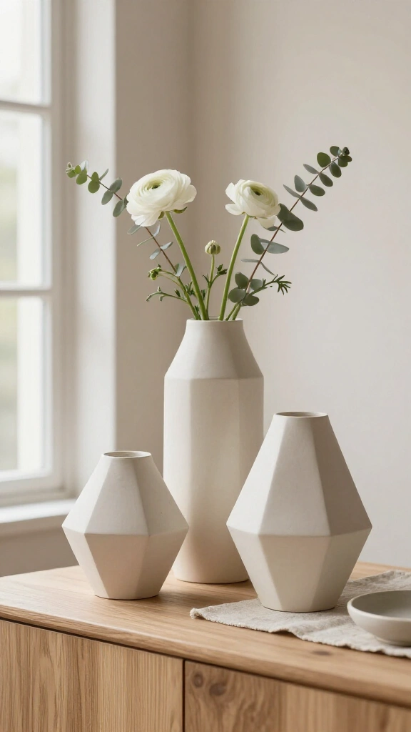 Papier-mâché modern geometric vases