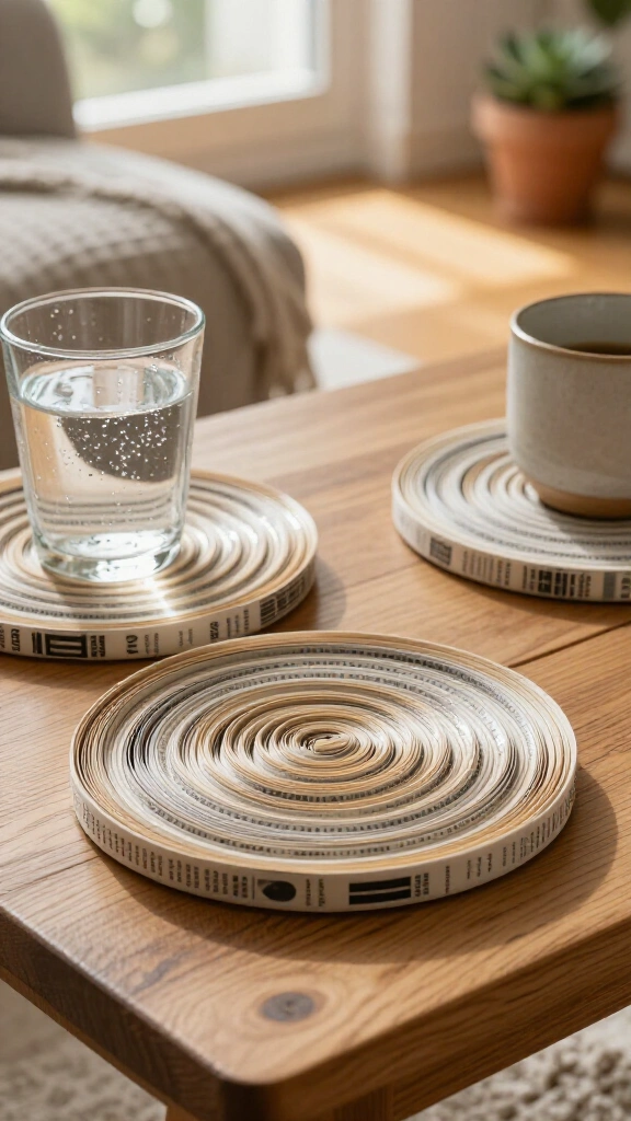 Spiral rolled coasters and trivets