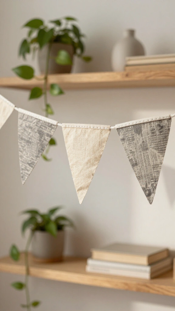 Minimalist newspaper garland bunting