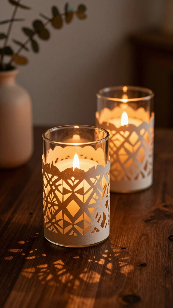 Structured newspaper candle sleeves