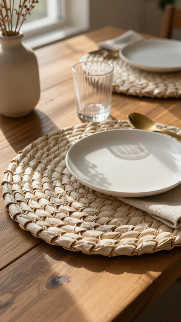 Woven newspaper coil placemats