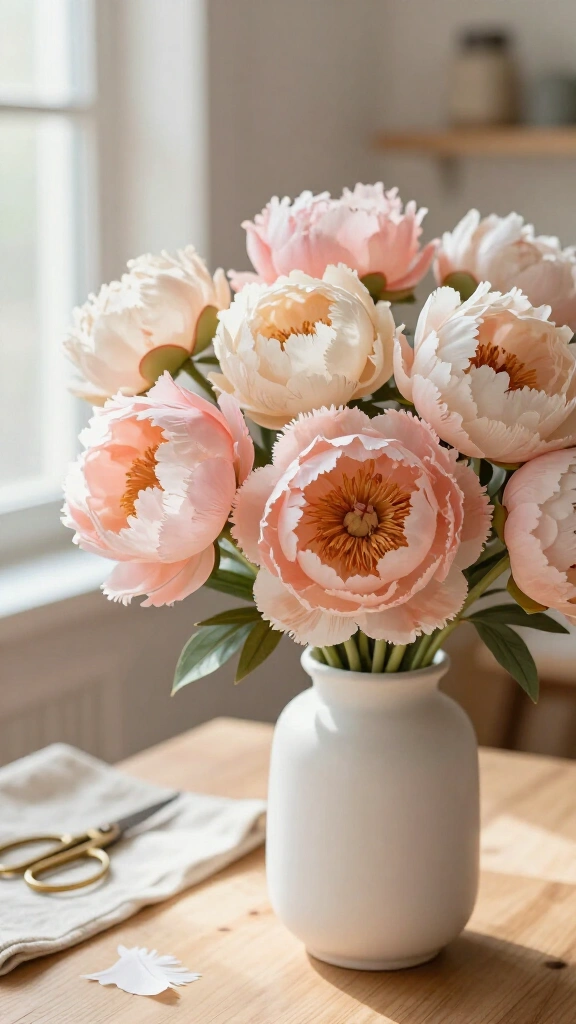 Ruffled coffee filter peonies