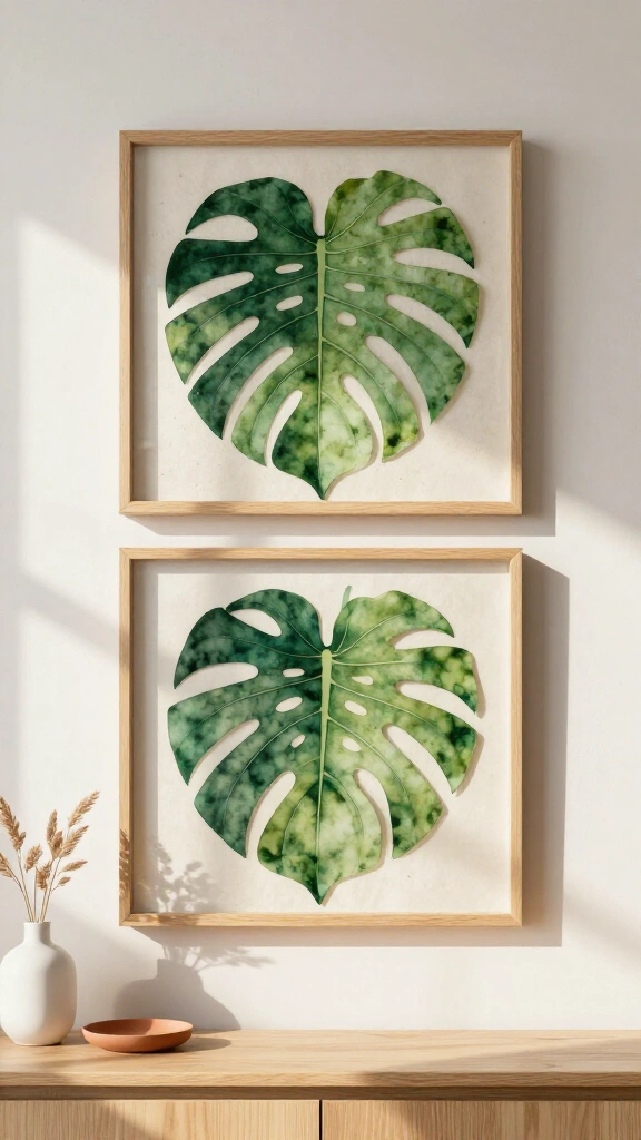 Dyed monstera leaf wall art