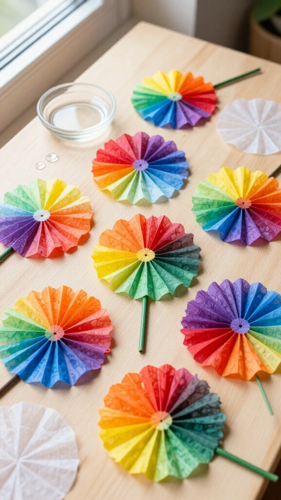 Rainbow paper flowers