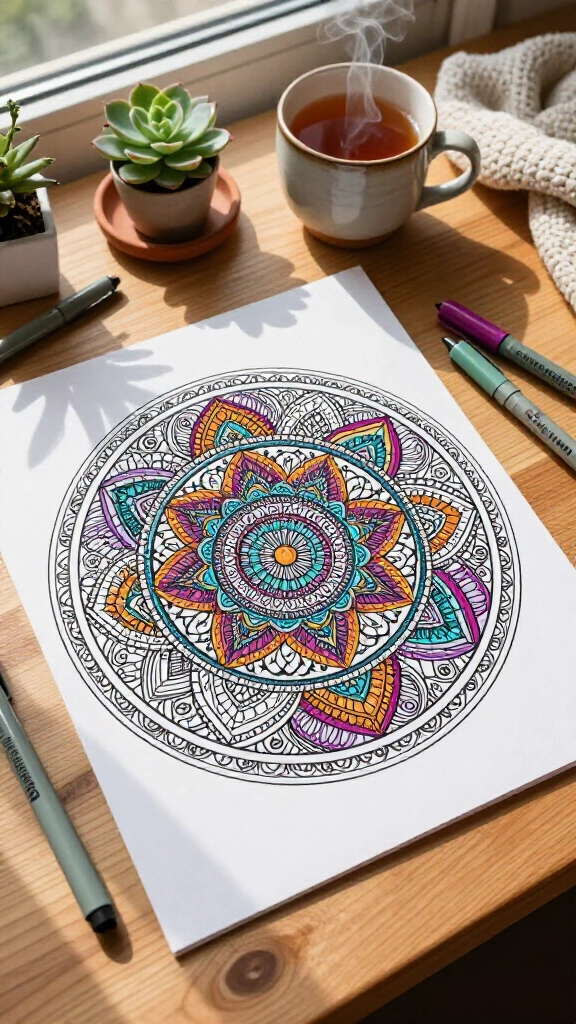 Intricate Mandalas for Mindful Coloring