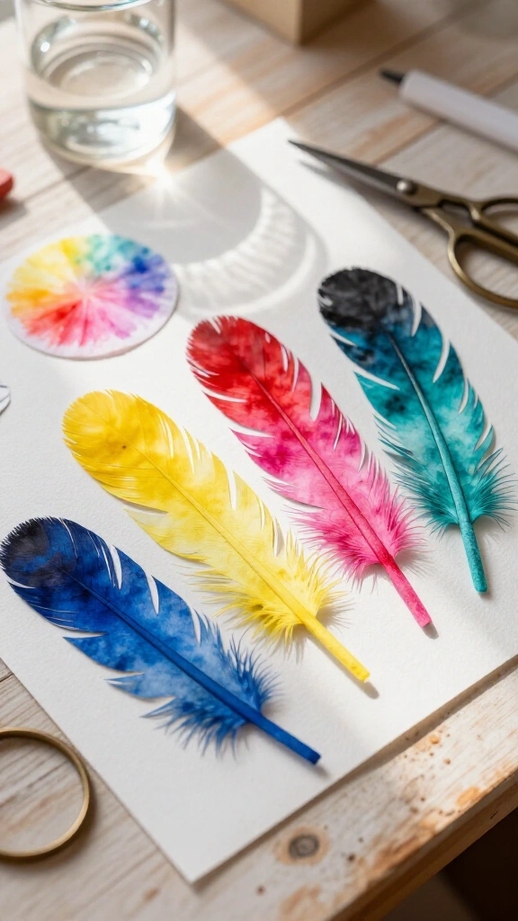 Chromatography paper feathers