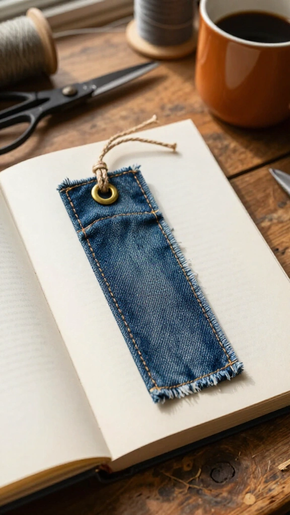 Upcycled Denim Pocket Bookmark