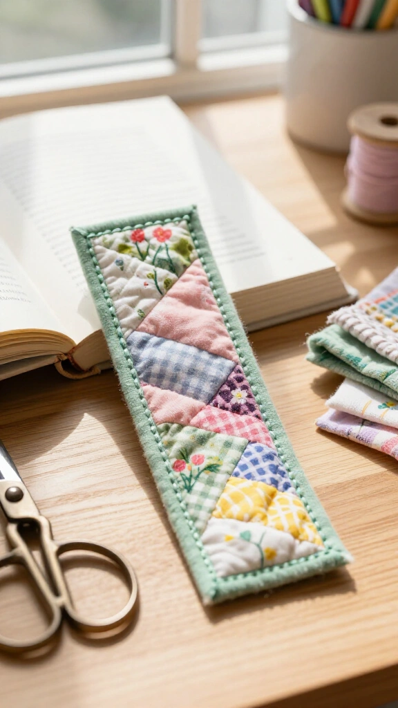 Fabric Scrap Patchwork Bookmark