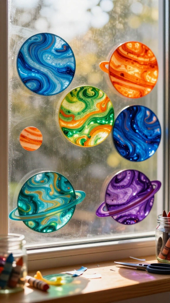 Melted Crayon Planet Discs