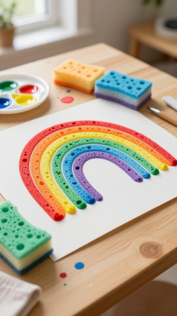 Textured Sponge Stamped Rainbows