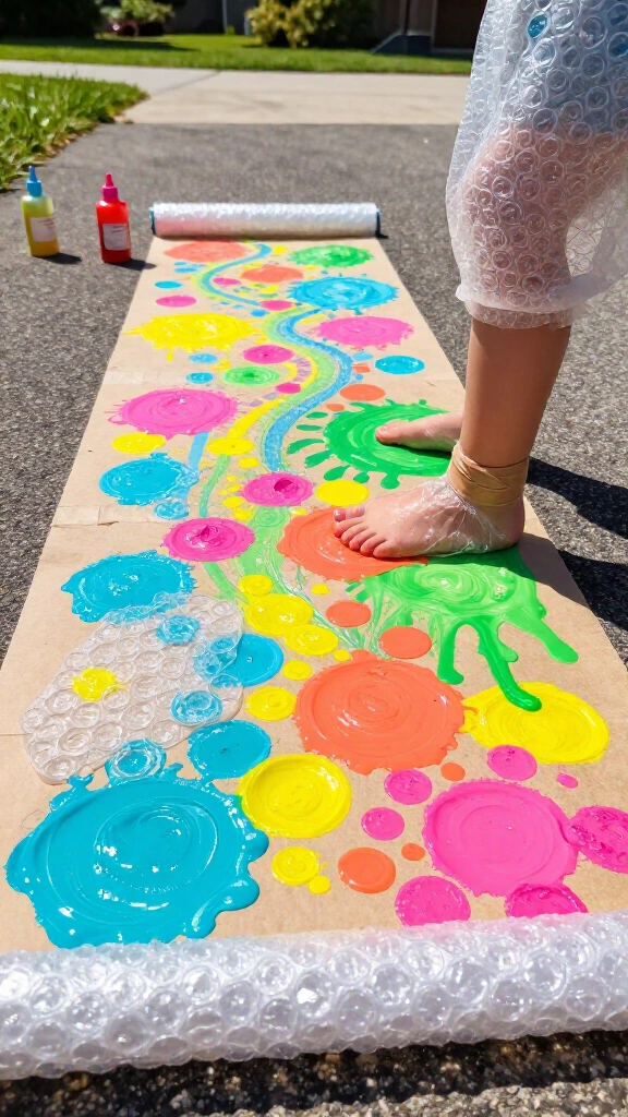 Bubble Wrap Stomp Painting
