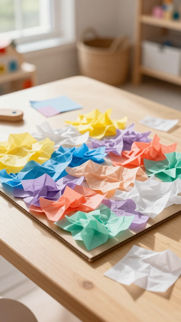 Crinkly Tissue Paper Sensory Collage