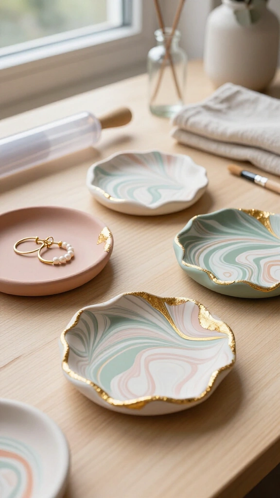 Marbled Polymer Clay Trinket Dishes