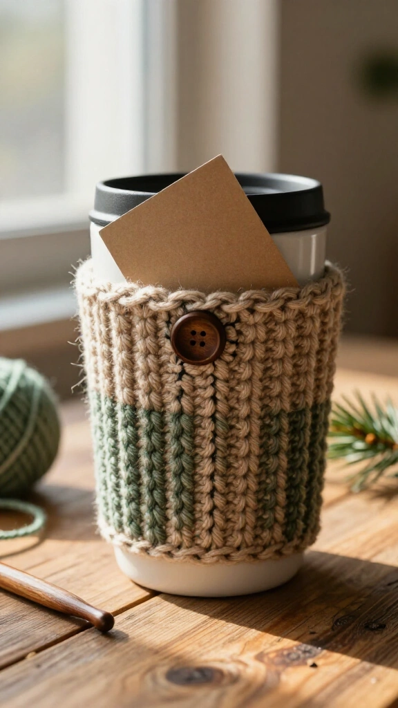 Crocheted Ribbed Coffee Cup Sleeves