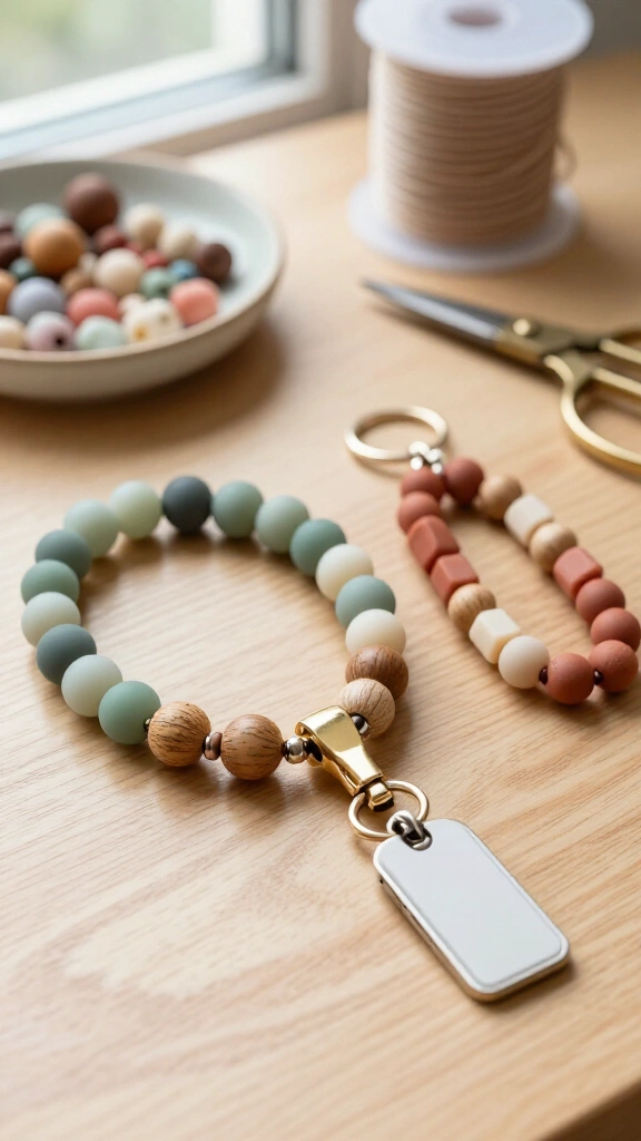 Beaded Wristlet Keychain Lanyards