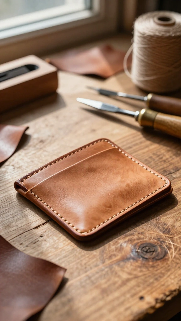 Hand-Stitched Leather Card Wallet