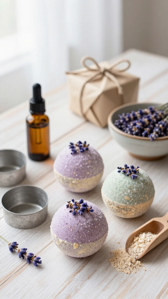 Lavender and Oatmeal Calming Bath Bombs