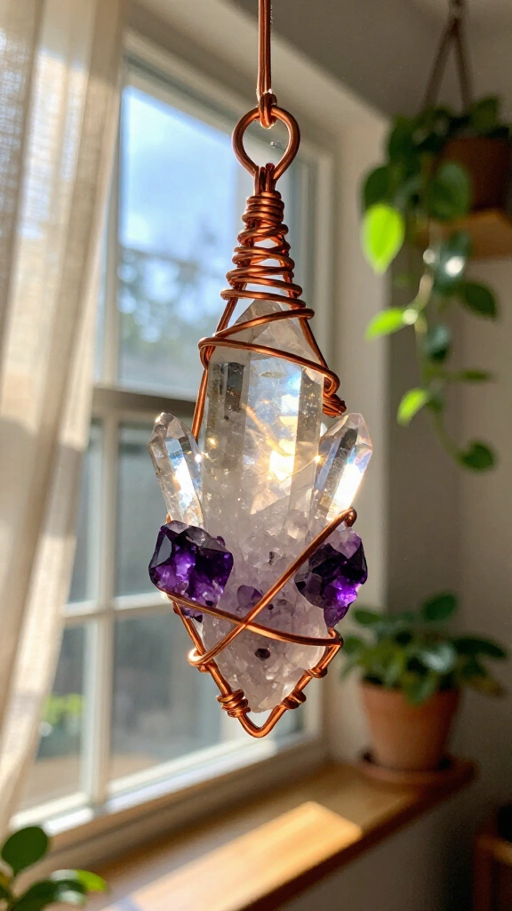 Wire-Wrapped Crystal Clusters
