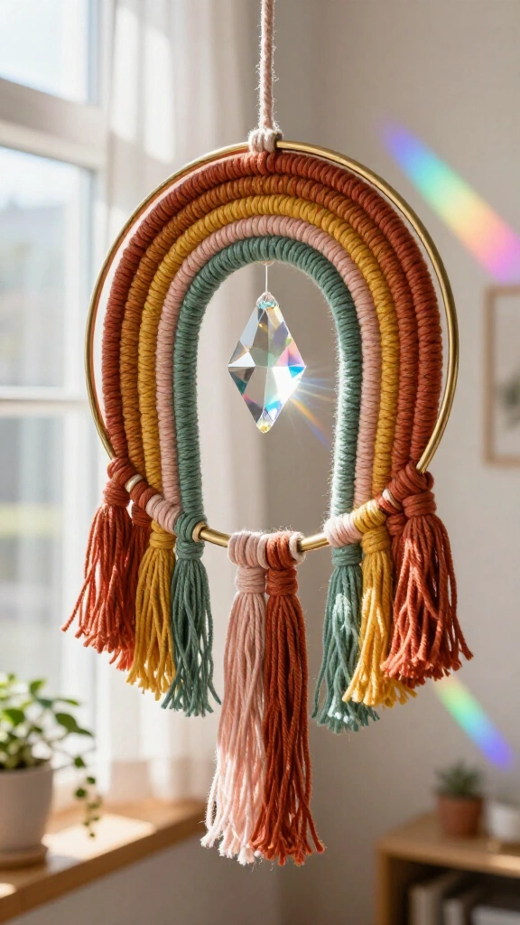 Colorful Macramé Rainbow Hoops