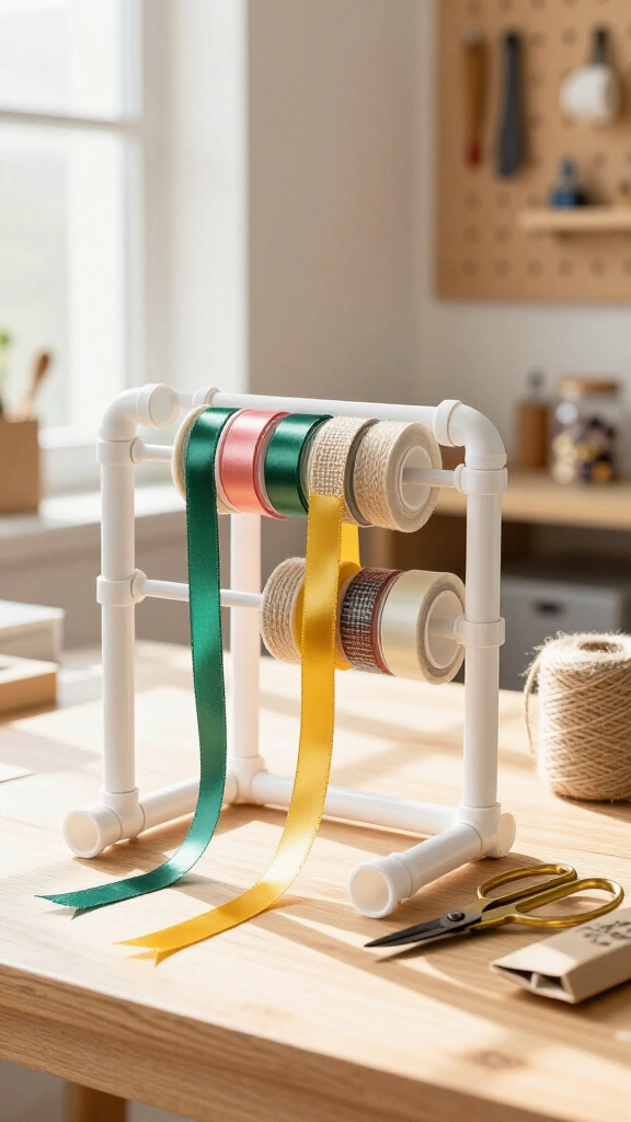 Craft Room Ribbon and Tape Dispenser