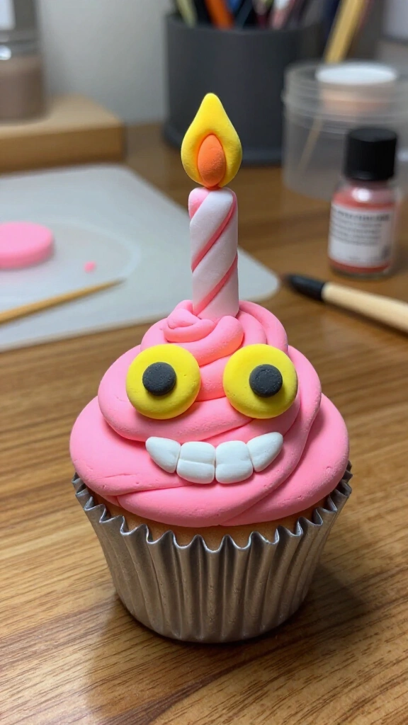 Polymer Clay Mr. Cupcake Desk Figure