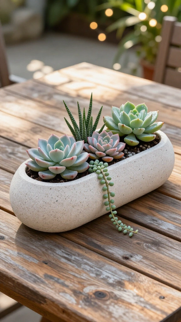 Modern Succulent Centerpiece Planter