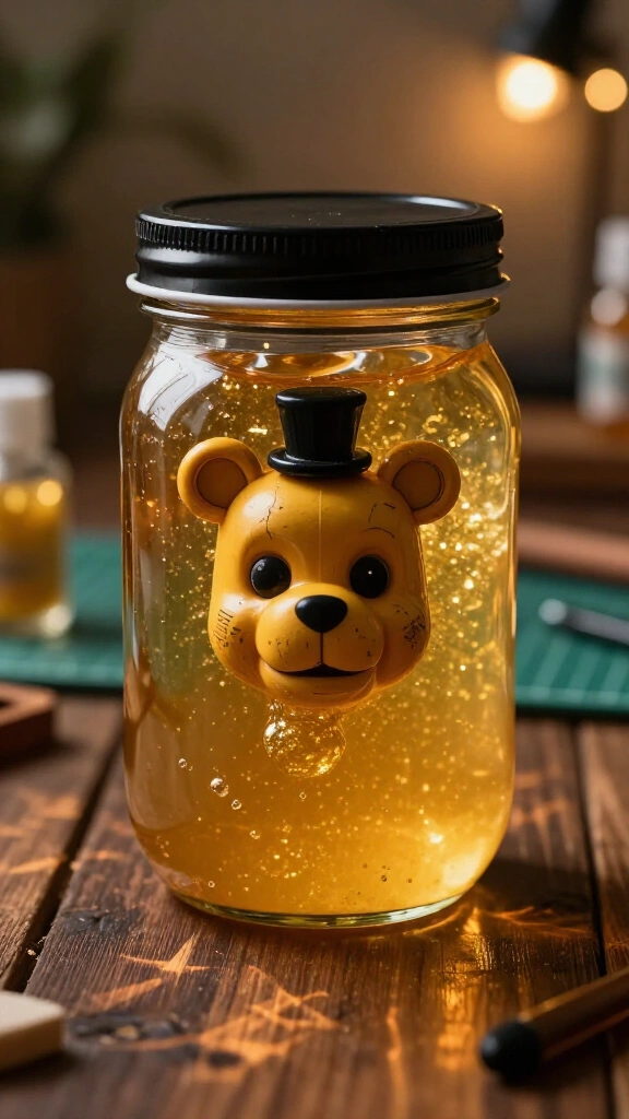 Golden Freddy Floating Head Slime Jar