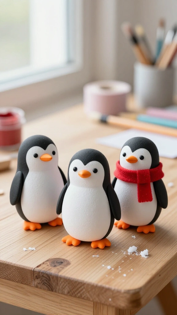 Adorable Thermocol Penguin Figurines