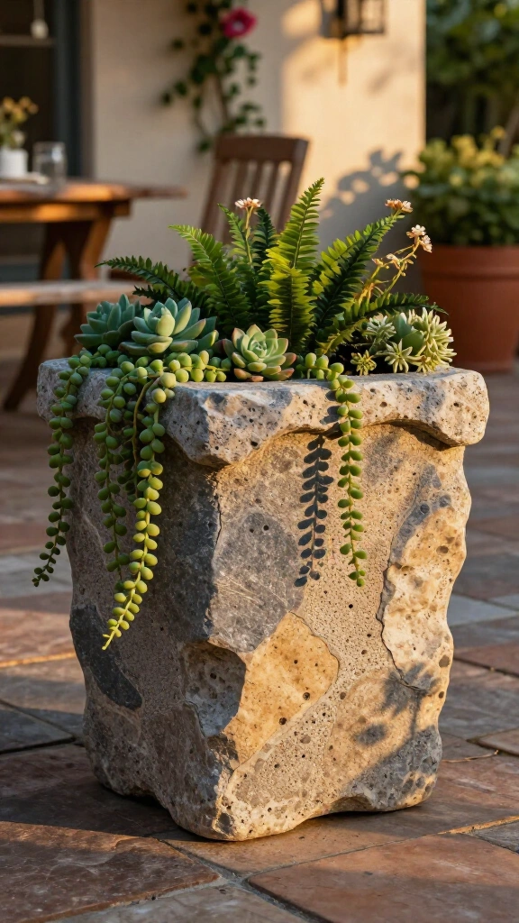 Faux Stone Garden Planter