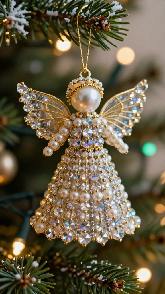 Beaded Angel Holiday Ornament
