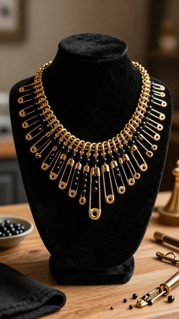 Safety Pin Statement Collar Necklace