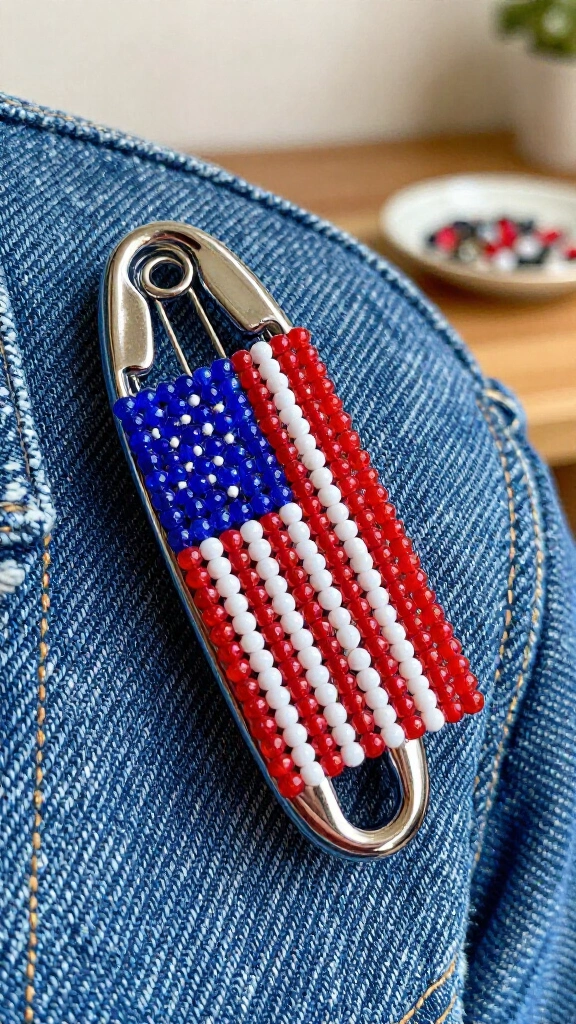 Beaded American Flag Pin