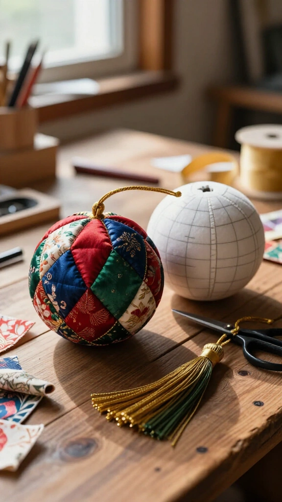 Japanese "Kimekomi" Quilted Ornaments