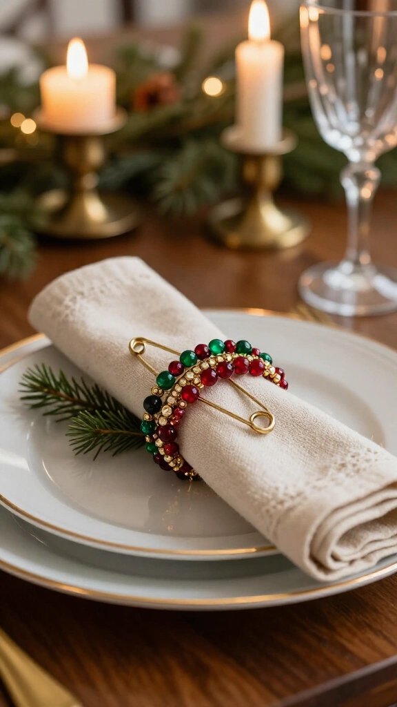 Beaded Safety Pin Napkin Rings