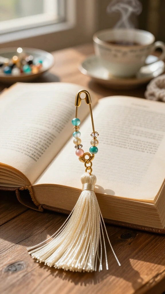 Beaded Safety Pin Bookmark