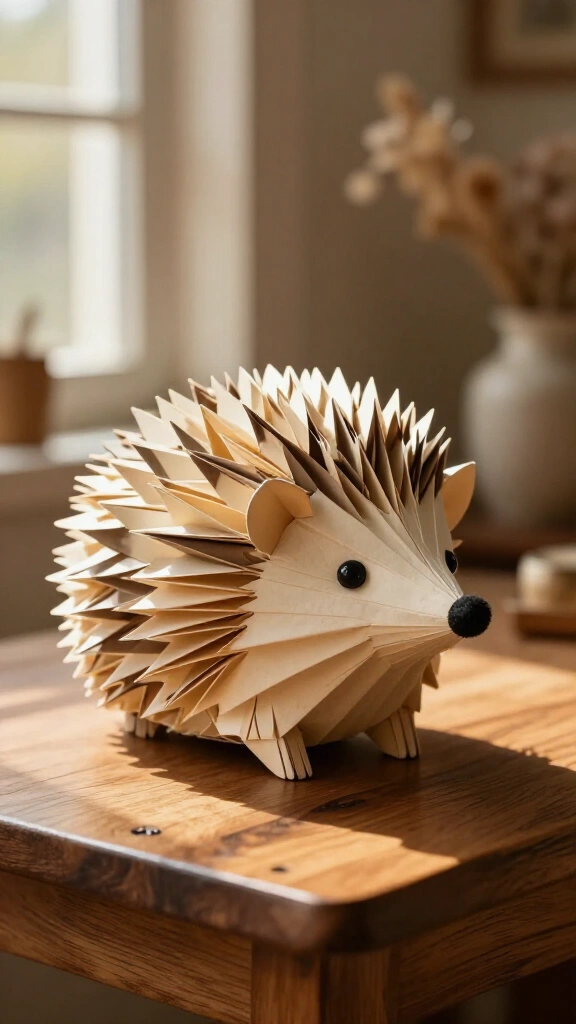 Whimsical folded page hedgehog