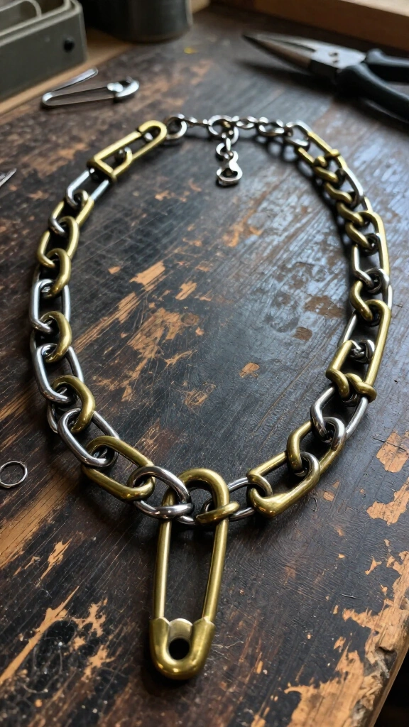 Chunky Safety Pin Chain Choker