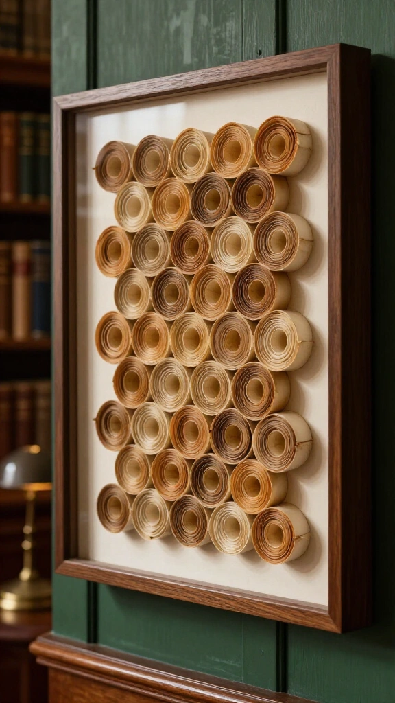Sculptural rolled page wall art