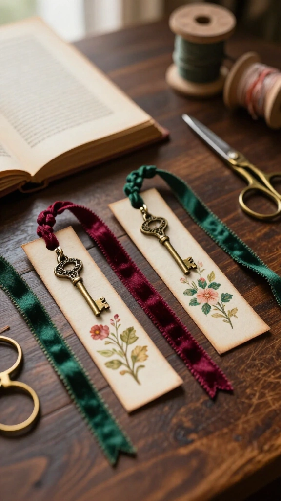Silk ribbon bookmark charms