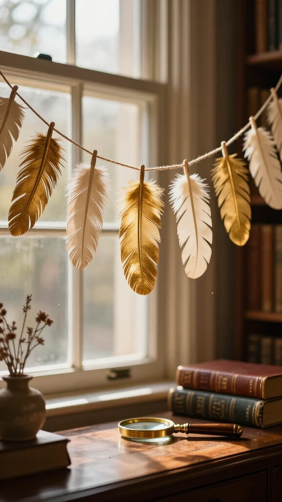 Layered paper feather garland