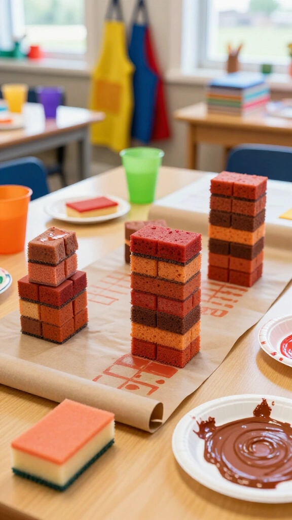 Tower of Babel sponge print stacking