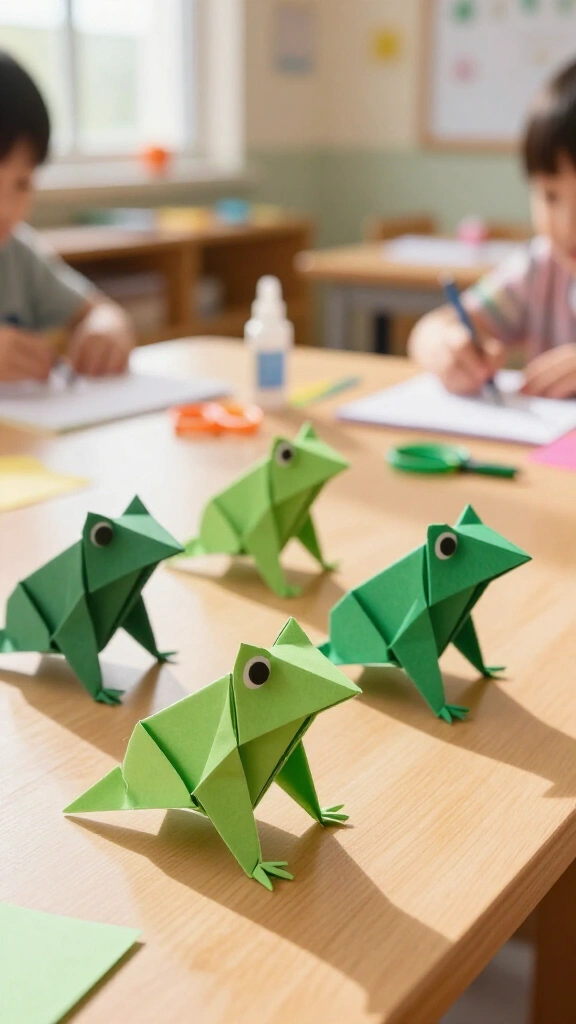 Origami jumping frogs