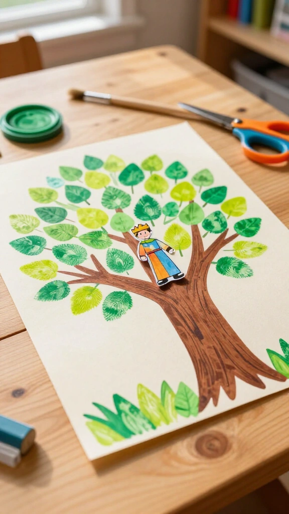 Zacchaeus up in the tree fingerprint leaves